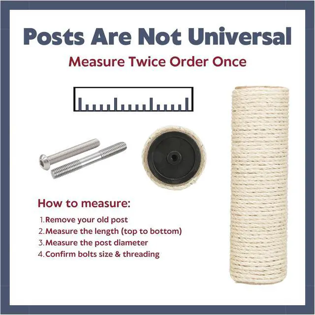 Alt view image 3 of 7 - Replacement Sisal Post for Cat Scratching Posts, Backup Scratcher for Indoor Cat Furniture, Trees and Towers, 3.5 in x 11.8 in (9 x 30 cm)