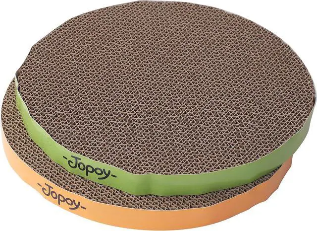 Main image of Round Cat Scratcher Replacement Pads, Green and Yellow, 2PCS | Circle Scratcher Pad, Cardboard Refill, 10 inch Diameter, 7/8 inch Thickness