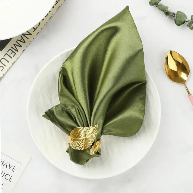 Alt view image 7 of 7 - Napkin Rings Set of 12, Shiny Gold Napkin Rings, Smooth, Easy Care, Solid Metal Laurel Leaf Shaped Elegant Table Decor, Stylish Napkin Ring Bulk for Holidays Wedding, Party, New Homes Gift