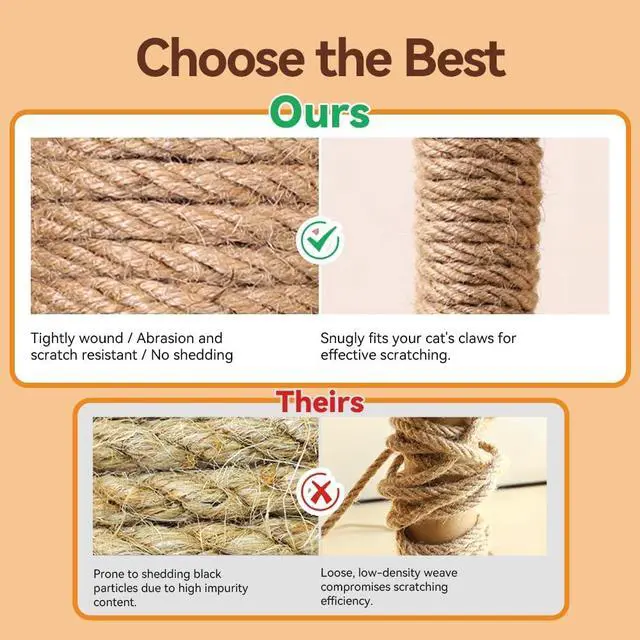 Alt view image 4 of 7 - Natural Sisal Rope, 4mm x 166 ft, Cat Scratcher Repair | Also great for crafts, garden projects, furniture wrapping, scratch pads, and natural home decor beyond cat furniture.
