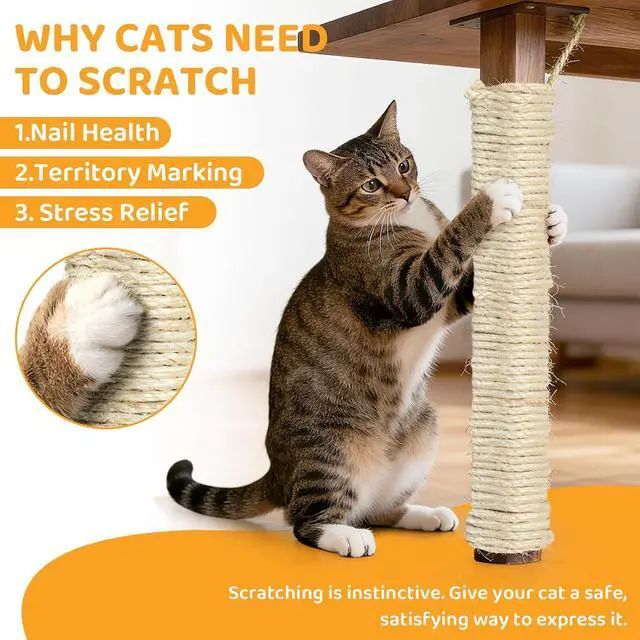 Alt view image 3 of 7 - White Sisal Rope for Cat Tree and Scratching Post 5mm 1/5 Inch, 100 Feet | Natural Sisal Fiber, Tight Twist Climbing Twine, Cat Tree Tower Repair, Scratching Post Replacement, Natural Scratching