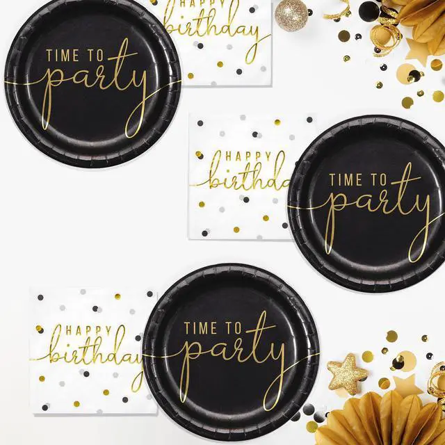 Alt view image 6 of 7 - Way to Celebrate 6.5" x 6.5" Disposable Birthday Gold and White Paper Napkins (16 Count)