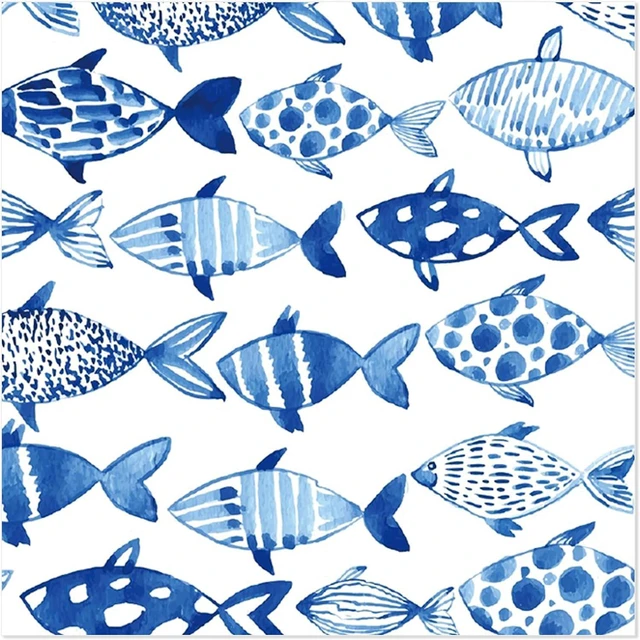 Main image of 40Pcs Ocean Fish Paper Napkins Watercolor Sea Ocean Luncheon Napkins Nautical Fishes Disposable Party Napkin Blue Fish Decorative Dinner Paper Napkin for Fishing Beach Home Restaurant Kitchen Supplies