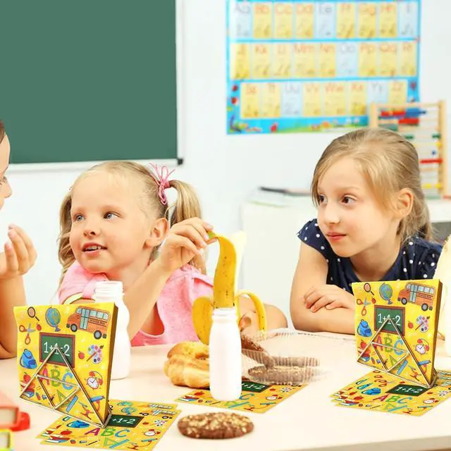 Alt view image 6 of 7 - Pack of 50 Back to School Paper Napkins, Yellow School Supplies Design Disposable Party Napkins for Classroom, Teacher Appreciation, Kindergarten, First Day of School Decoration, 13x13 Inches Unfolded