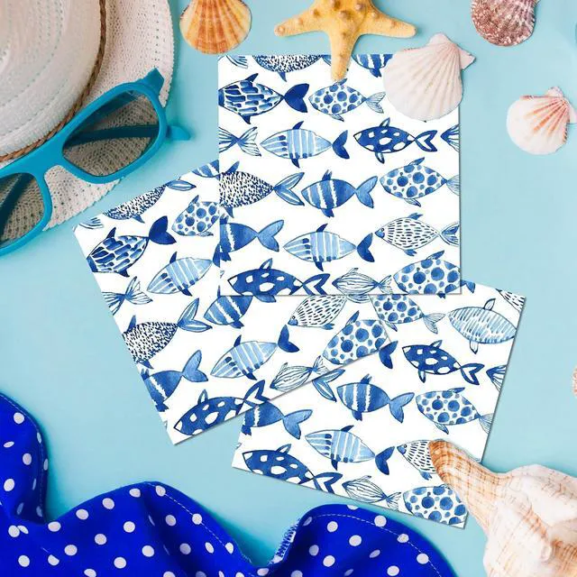 Alt view image 5 of 7 - 40Pcs Ocean Fish Paper Napkins Watercolor Sea Ocean Luncheon Napkins Nautical Fishes Disposable Party Napkin Blue Fish Decorative Dinner Paper Napkin for Fishing Beach Home Restaurant Kitchen Supplies