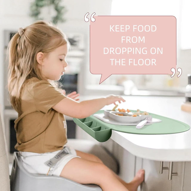 Alt view image 3 of 7 - Silicone Placemat, Tablemats with Food Catching Pocket, Non-Slip Silicone Placemat for Restaurants Home Travel (Sage)