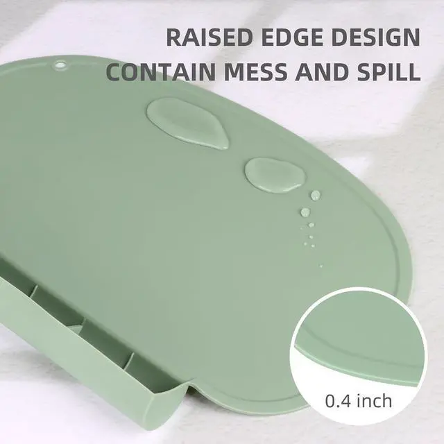 Alt view image 6 of 7 - Silicone Placemat, Tablemats with Food Catching Pocket, Non-Slip Silicone Placemat for Restaurants Home Travel (Sage)