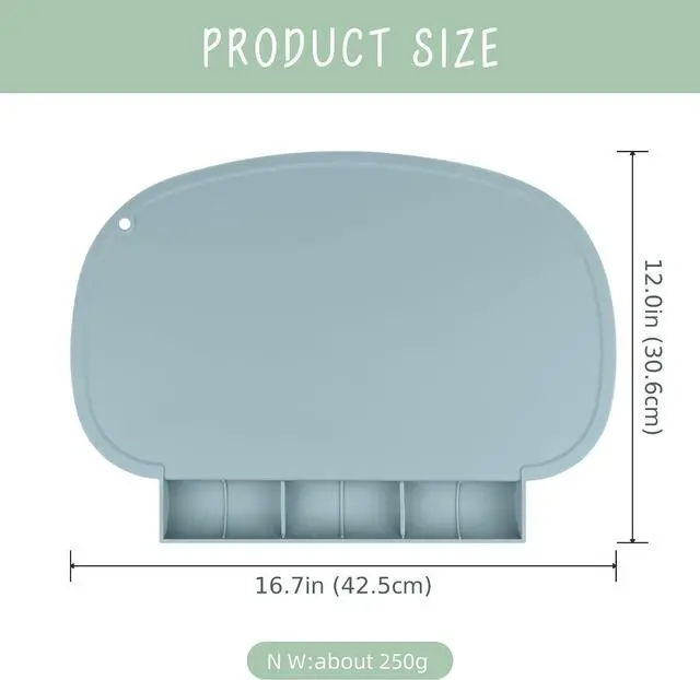 Alt view image 7 of 7 - Silicone Placemat, Tablemats with Food Catching Pocket, Non-Slip Silicone Placemat for Restaurants Home Travel (Sage)
