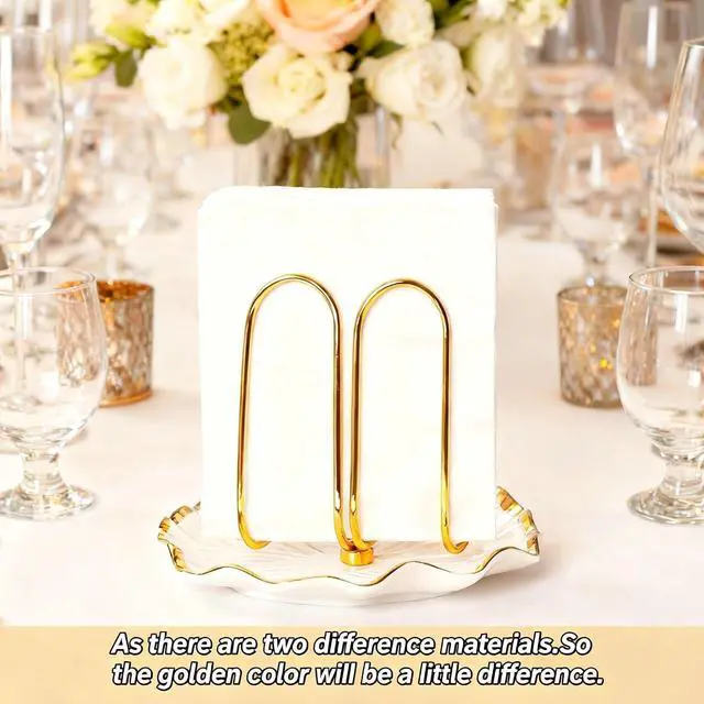 Alt view image 2 of 7 - Modern Standing Napkin Holder for Table Ceramic Gold Napkin Holders for Christmas Paper Napkins Xmas Cocktail Tissue Dispenser,Servilleteros para Mesas for kitchen, dining, counter tops, outdoors