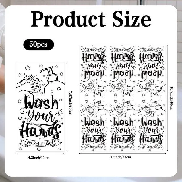 Alt view image 3 of 7 - Disposable Hand Towels for Bathroom, 50 PCS Wash Your Hands Paper Napkins Bathroom Etiquette Guest Napkins for Powder Room Wedding Holiday Birthday Baby Bridal Shower Supplies, Black White