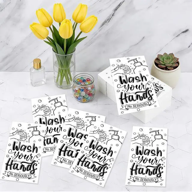 Alt view image 6 of 7 - Disposable Hand Towels for Bathroom, 50 PCS Wash Your Hands Paper Napkins Bathroom Etiquette Guest Napkins for Powder Room Wedding Holiday Birthday Baby Bridal Shower Supplies, Black White