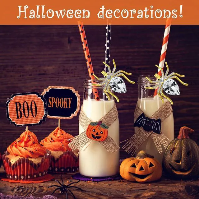 Alt view image 5 of 7 - 6 Pcs Spider Napkin Rings Halloween Metal Spooky Rhinestone Napkin Holder Buckle Serviette Halloween Table Decoration Party Supplies