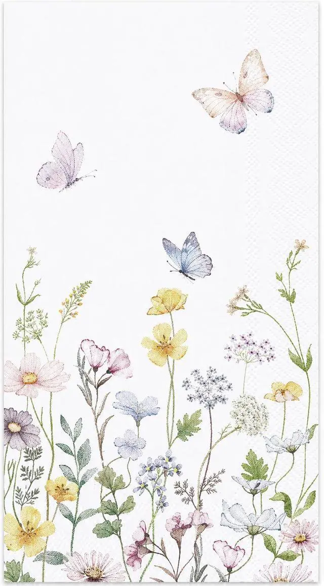 Main image of 50 Pack Spring Floral Napkins - Watercolor Wild Flower Disposable Hand Towels for Bathroom - Napkins Disposable Decorative for Toilet Room Wedding Baby Shower Birthday Bridal Party Decor