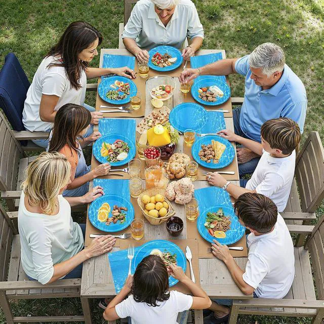 Alt view image 6 of 7 - 40 Pcs Ocean Plates and Napkins Sets - Under The Sea Party Supplies Tableware, Blue Disposable Paper Plates and Napkins Kit for Summer Ocean Themed Party Decorations Birthday Table Decor, Serves 20