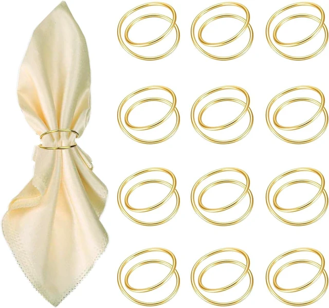 Main image of Gold Napkin Rings-12 PCS Metal Spiral Napkin Rings(Spiral) | Napkin Holders Buckles for Family Dinner, Wedding, Party,Table Decorations