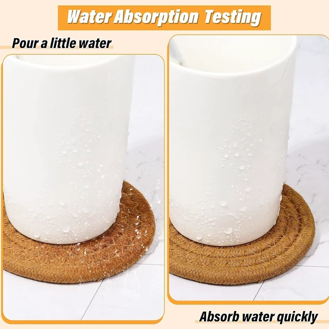 Alt view image 5 of 7 - 8 Pcs Drink Coasters with Holder, Absorbent Coasters for Drinks, Minimalist Cotton Woven Coaster Set for Home Decor Tabletop Protection Suitable for Kinds of Cups, 4.3 Inches.