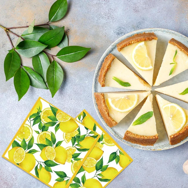 Alt view image 2 of 6 - 40pcs Lemon Paper Napkins, 2 Ply Yellow Citrus Fruit Theme Disposable Napkins Decorative for Kitchen Bathroom Lemon Decor Themed Party Supplies 6.5x6.5 Inch