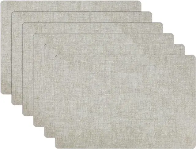 Alt view image 2 of 7 - Placemats Set of 6 Faux Leather Heat Resistant Tables Mats Waterproof Oilproof Wipeable Reversible Anti-Slip Place Mats for Kitchen/Dining/Party/Outdoor 11.8" x 16.9", Cream White