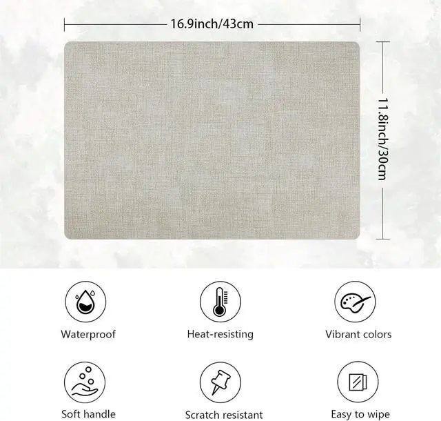 Alt view image 3 of 7 - Placemats Set of 6 Faux Leather Heat Resistant Tables Mats Waterproof Oilproof Wipeable Reversible Anti-Slip Place Mats for Kitchen/Dining/Party/Outdoor 11.8" x 16.9", Cream White