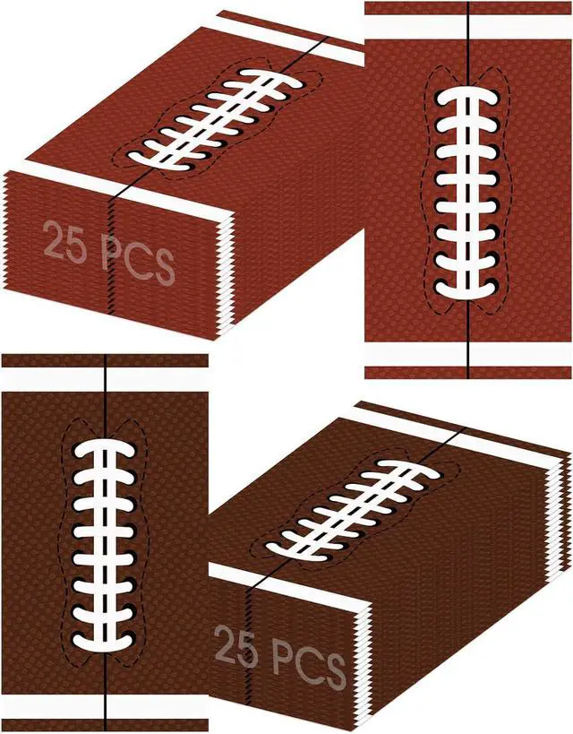 Main image of 50 Pack Football Napkins Party Supplies - Rectangle Rugby Pattern Napkin Bulk, 3-Ply Brown Disposable Paper Hand Towels Napkins Set for Football Game Day Tailgate Party Favors Table Decorations