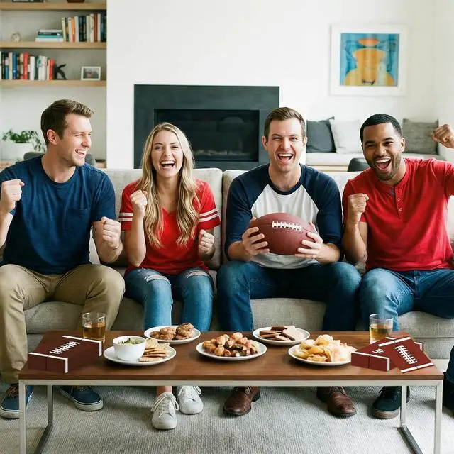 Alt view image 2 of 7 - 50 Pack Football Napkins Party Supplies - Rectangle Rugby Pattern Napkin Bulk, 3-Ply Brown Disposable Paper Hand Towels Napkins Set for Football Game Day Tailgate Party Favors Table Decorations