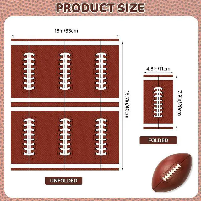 Alt view image 3 of 7 - 50 Pack Football Napkins Party Supplies - Rectangle Rugby Pattern Napkin Bulk, 3-Ply Brown Disposable Paper Hand Towels Napkins Set for Football Game Day Tailgate Party Favors Table Decorations