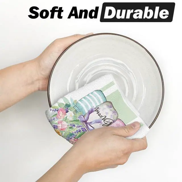 Alt view image 5 of 6 - Floral Bloom Vase Hello Spring Kitchen Towels Dish Towels, 18x26 Inch Seasonal Summer Decoration Hand Towels Set of 2