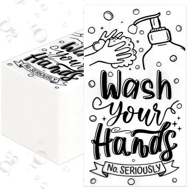 Main image of 100 PCS Disposable Hand Towels for Bathroom Wash Your Hands Paper Napkins Bathroom Etiquette Paper Guest Towels Disposable Dinner Napkins for Powder Room Wedding Birthday Holiday Baby Shower
