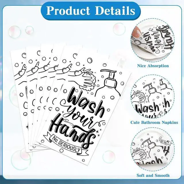 Alt view image 5 of 7 - 100 PCS Disposable Hand Towels for Bathroom Wash Your Hands Paper Napkins Bathroom Etiquette Paper Guest Towels Disposable Dinner Napkins for Powder Room Wedding Birthday Holiday Baby Shower
