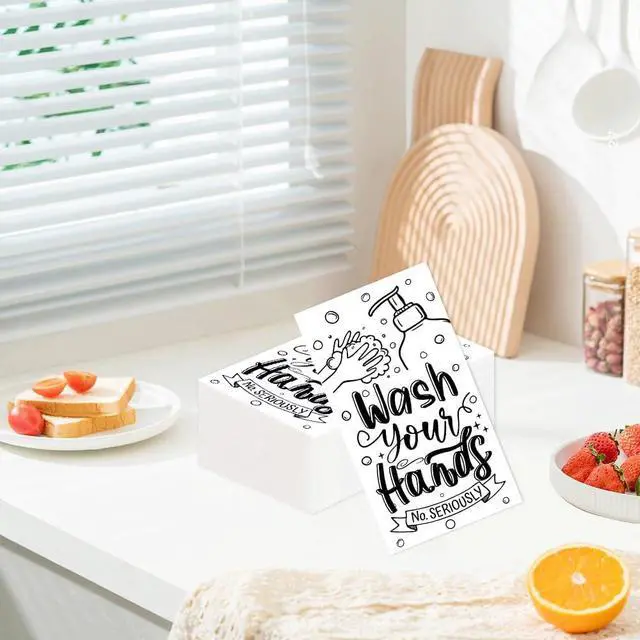 Alt view image 6 of 7 - 100 PCS Disposable Hand Towels for Bathroom Wash Your Hands Paper Napkins Bathroom Etiquette Paper Guest Towels Disposable Dinner Napkins for Powder Room Wedding Birthday Holiday Baby Shower