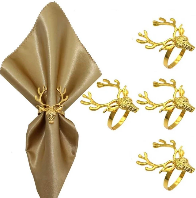 Main image of Christmas Napkin Ring Set 4Pcs Deer Napkin Holder Rings Silver Modern Household Napkin Rings Rhinestone Exquisite Napkins Rings for Wedding Banquet Christmas Party Dinner Table Decor