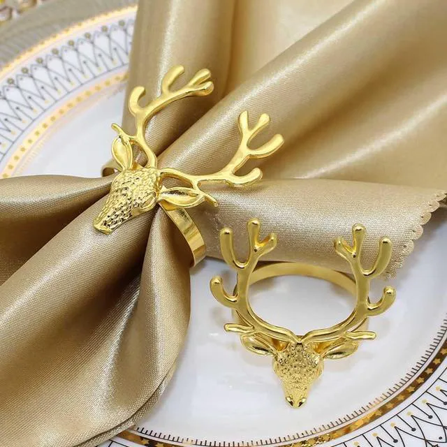 Alt view image 2 of 5 - Christmas Napkin Ring Set 4Pcs Deer Napkin Holder Rings Silver Modern Household Napkin Rings Rhinestone Exquisite Napkins Rings for Wedding Banquet Christmas Party Dinner Table Decor