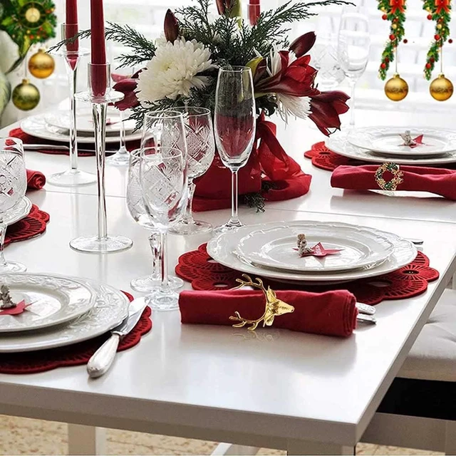 Alt view image 3 of 5 - Christmas Napkin Ring Set 4Pcs Deer Napkin Holder Rings Silver Modern Household Napkin Rings Rhinestone Exquisite Napkins Rings for Wedding Banquet Christmas Party Dinner Table Decor