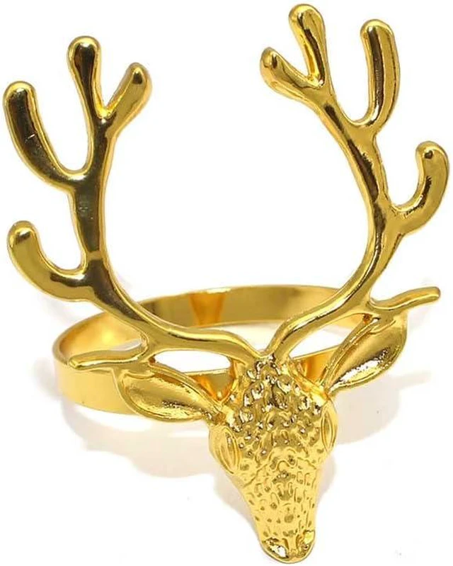 Alt view image 5 of 5 - Christmas Napkin Ring Set 4Pcs Deer Napkin Holder Rings Silver Modern Household Napkin Rings Rhinestone Exquisite Napkins Rings for Wedding Banquet Christmas Party Dinner Table Decor