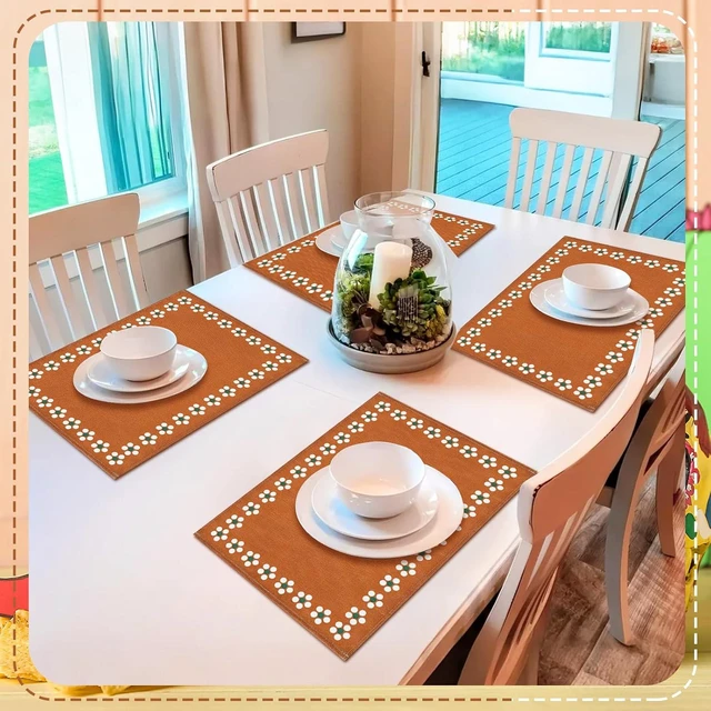 Alt view image 4 of 6 - Mexican Placemats Set of 6 Cinco De Mayo Decorations Table Mats 12x18 Inch Rustic Mexican Fiesta Cloth Place Mats Heat Resistant for Dining Table Kitchen Wedding Party(Classic)