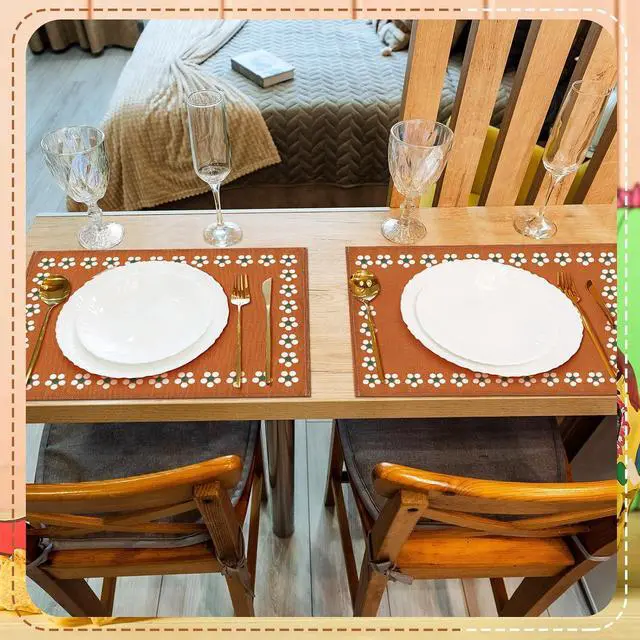Alt view image 5 of 6 - Mexican Placemats Set of 6 Cinco De Mayo Decorations Table Mats 12x18 Inch Rustic Mexican Fiesta Cloth Place Mats Heat Resistant for Dining Table Kitchen Wedding Party(Classic)
