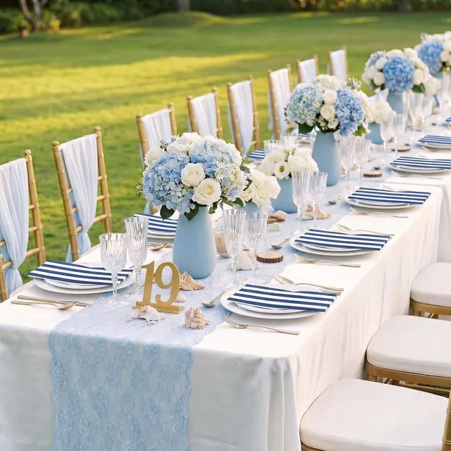 Alt view image 6 of 7 - 60 Pcs Navy Blue Striped Napkins, 2 Ply Paper Napkins