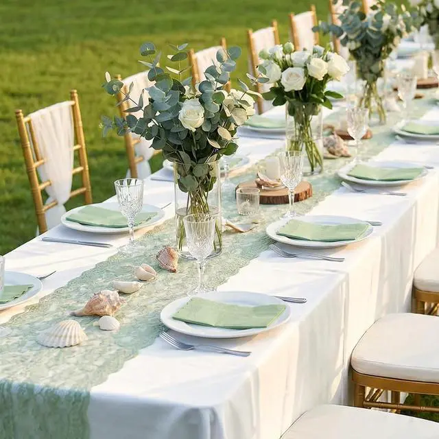 Alt view image 6 of 7 - 60 Pcs Sage Green Napkins, 2 Ply Scalloped Guest Towels for Bathroom