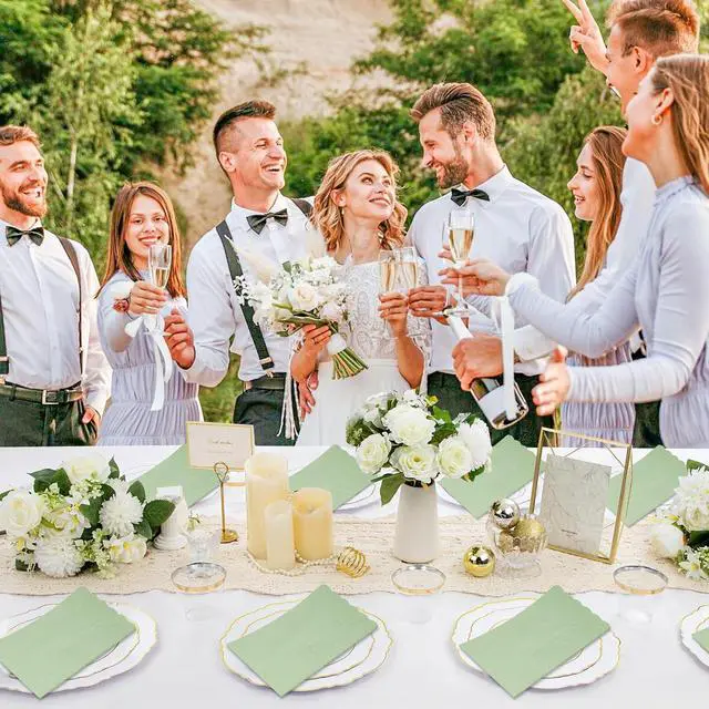 Alt view image 7 of 7 - 60 Pcs Sage Green Napkins, 2 Ply Scalloped Guest Towels for Bathroom