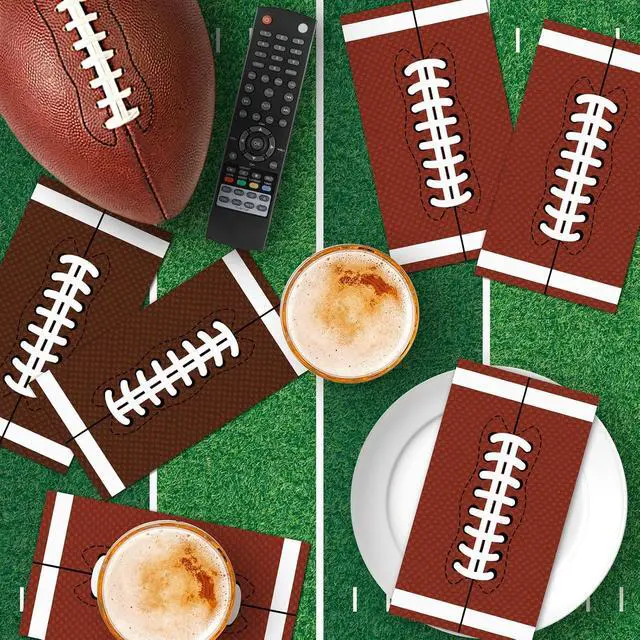 Alt view image 7 of 7 - 50 Pack Football Napkins Party Supplies - Rectangle Rugby Pattern Napkin Bulk, 3-Ply Brown Disposable Paper Hand Towels Napkins Set for Football Game Day Tailgate Party Favors Table Decorations