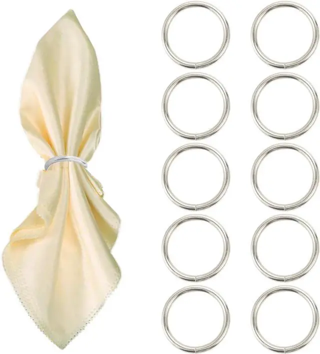 Main image of Silver Napkin Rings - 10 Pcs Stainless Steel Napkin Rings | Rotundity Metal Napkin Ring for Table Settings Wedding Christmas Party Dinner Table