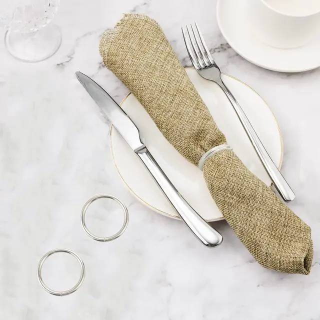 Alt view image 5 of 6 - Silver Napkin Rings - 10 Pcs Stainless Steel Napkin Rings | Rotundity Metal Napkin Ring for Table Settings Wedding Christmas Party Dinner Table