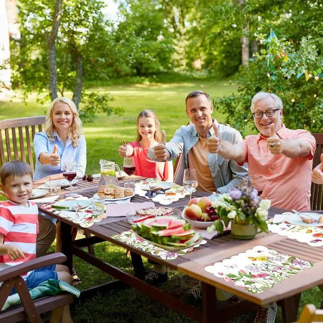Alt view image 5 of 6 - Summer Plastic Placemats Set of 6 Plastic Place Mats Watercolor Flowers Holiday Table Vinyl Placemats for Indoor Outdoor Spring Party Dining Table Decoration (Easily Wipes Clean)