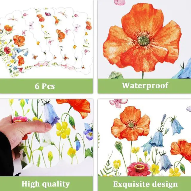 Alt view image 3 of 6 - Summer Plastic Placemats Set of 6 Plastic Place Mats Watercolor Flowers Holiday Table Vinyl Placemats for Indoor Outdoor Spring Party Dining Table Decoration (Easily Wipes Clean)