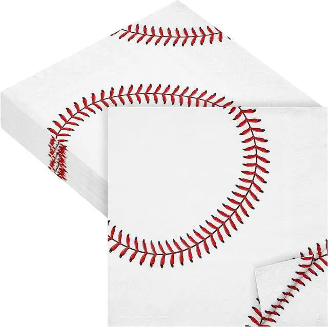 Main image of 48 Pieces Baseball Napkins - 13 x 13 Inches Disposable Pattern Napkins for Sports Party Supplies, Birthday Party Decorations