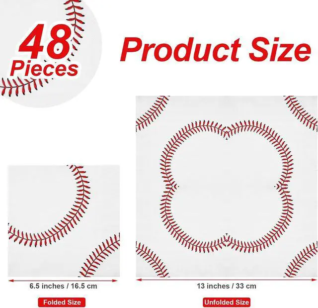 Alt view image 2 of 7 - 48 Pieces Baseball Napkins - 13 x 13 Inches Disposable Pattern Napkins for Sports Party Supplies, Birthday Party Decorations