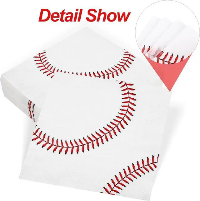 Alt view image 4 of 7 - 48 Pieces Baseball Napkins - 13 x 13 Inches Disposable Pattern Napkins for Sports Party Supplies, Birthday Party Decorations