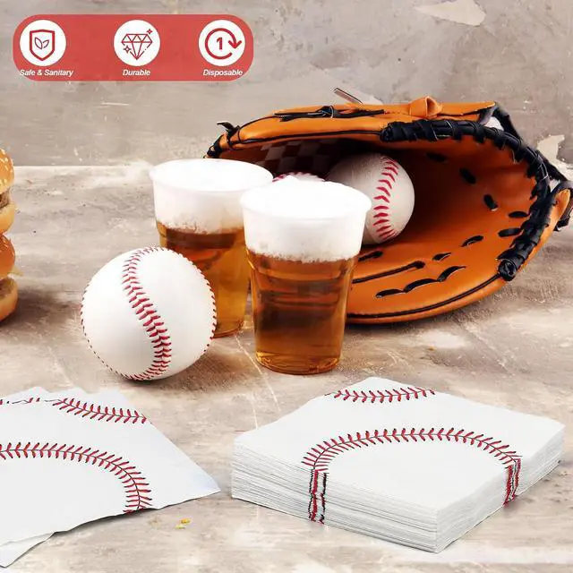Alt view image 6 of 7 - 48 Pieces Baseball Napkins - 13 x 13 Inches Disposable Pattern Napkins for Sports Party Supplies, Birthday Party Decorations
