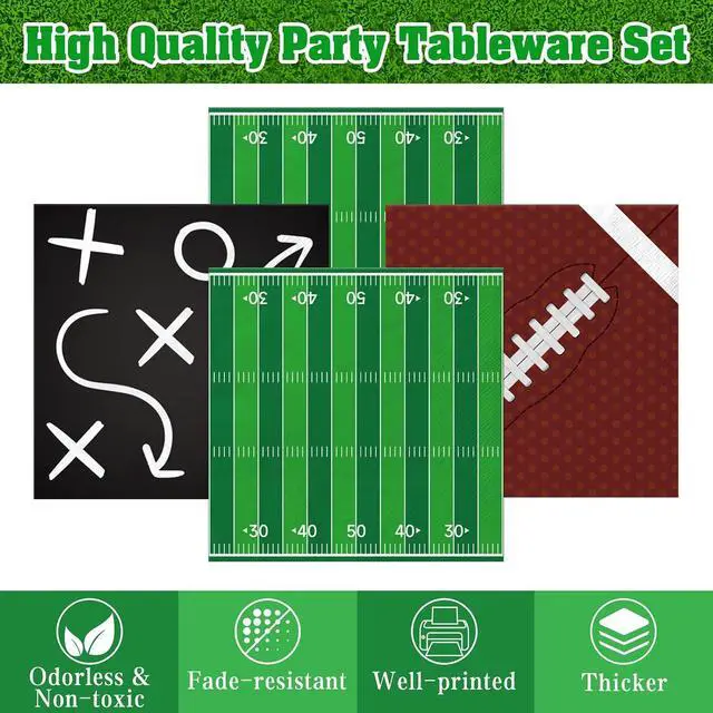 Alt view image 3 of 7 - 100pcs Football Paper Napkins, 2-Ply Football Party Guest Napkins, Disposable Sports Theme Hand Towels for Birthday and Game Day Favors