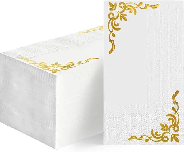 Main image of 100Pcs Paper Napkins, Gold Foil Edged Vintage Elegant Pattern